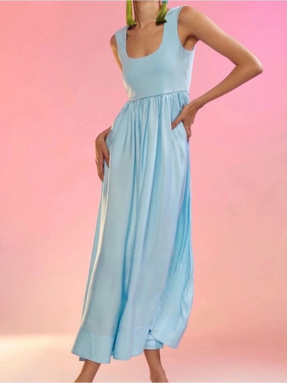 NWT Cynthia Rowley Light Blue Midi Maxi Dress XS Vacation Resort Summer